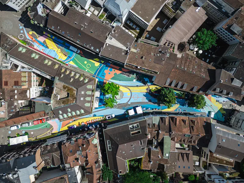 Luftbild vom Kunstprojekt Rümelinsplatz